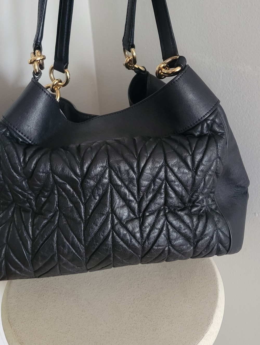 Coach Lexy Black Quilted Leather Shoulder Bag with Gold Hardware - Picture 6 of 9